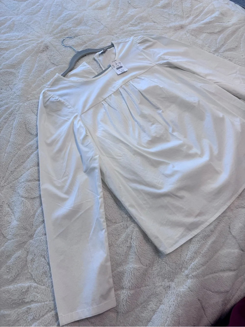 J. Crew White Cotton Gathered Front Tunic Top